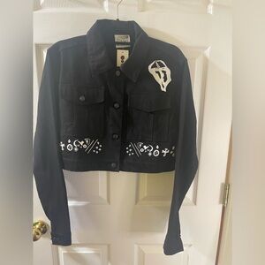 WYNYHT black cropped‎ denim jacket NWT size S oversized